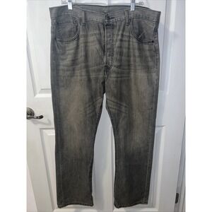 Levi 501 Button Fly Straight Leg Faded Gray Denim Jean Size 38‎ X 30